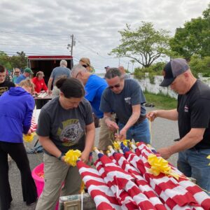 volunteers with flag